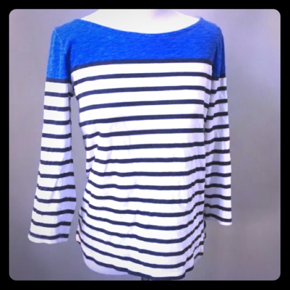 J Crew color block stripe 3/4 sleeve top -sz S - Picture 1 of 4